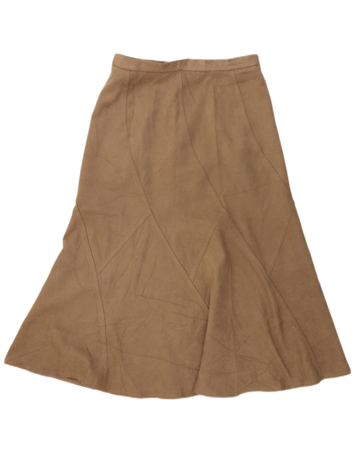 Saia trompete feminina Marks & Spencer UK 14 grande W32 poliéster marrom