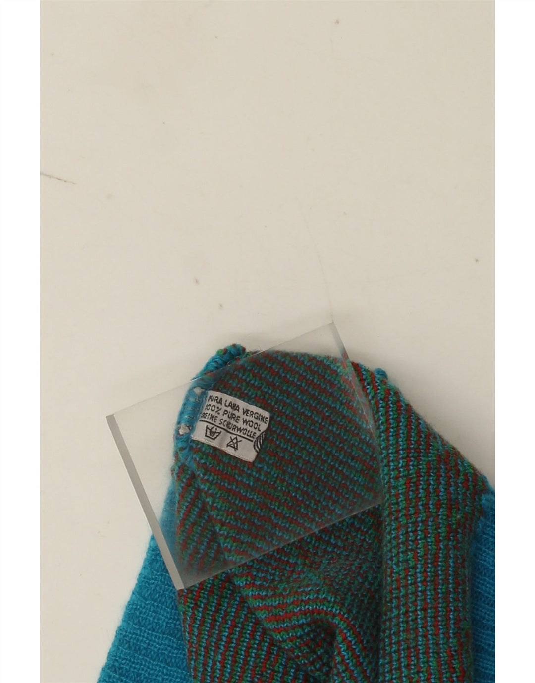 Suéter masculino vintage com decote em V grande lã geométrica azul