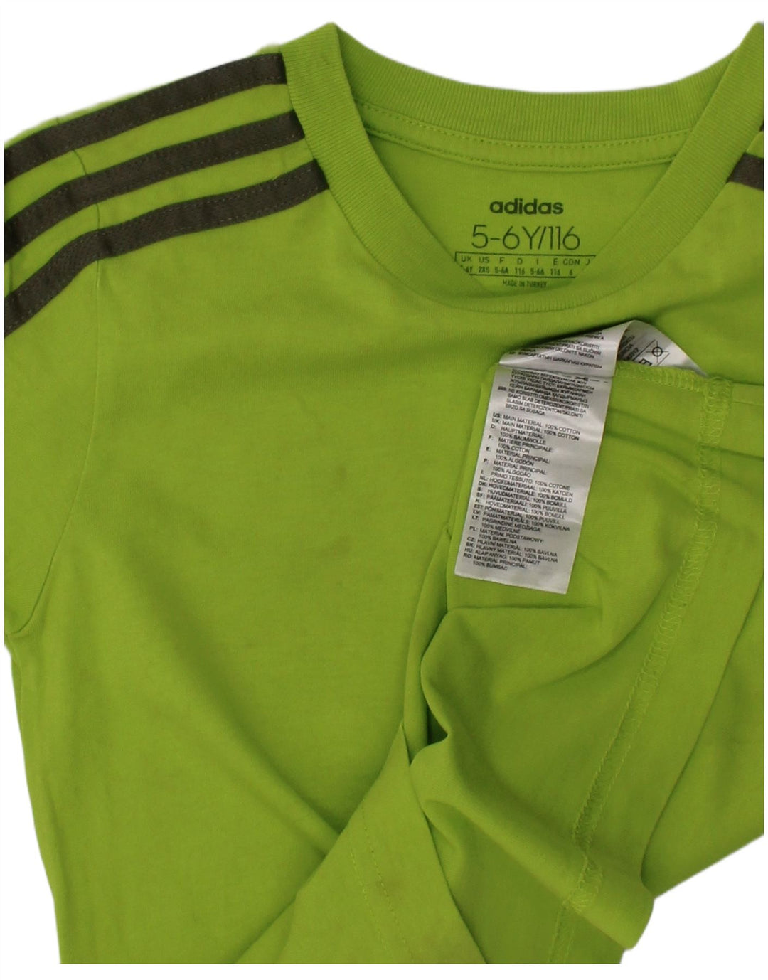 Camiseta Adidas Menino 5-6 Anos Verde Algodão
