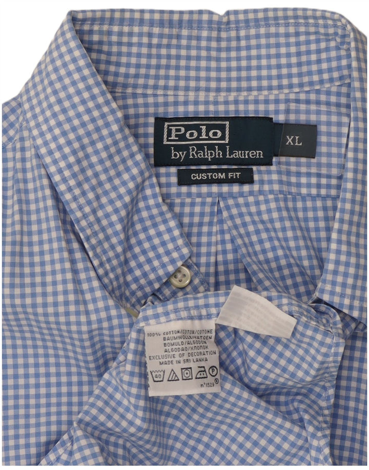 Camisa masculina POLO RALPH LAUREN de ajuste personalizado XL azul algodão guingão