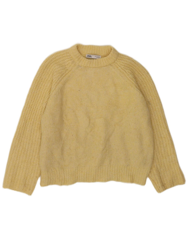Zara suéter feminino oversized com gola redonda Reino Unido 14 médio amarelo