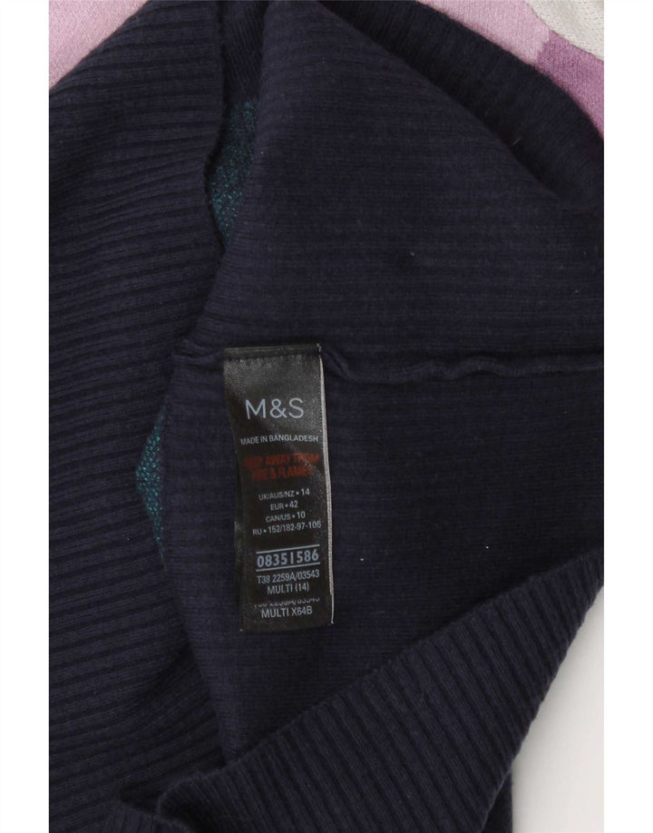 Suéter feminino Marks & Spencer com gola tartaruga Reino Unido 14 grande multicolorido