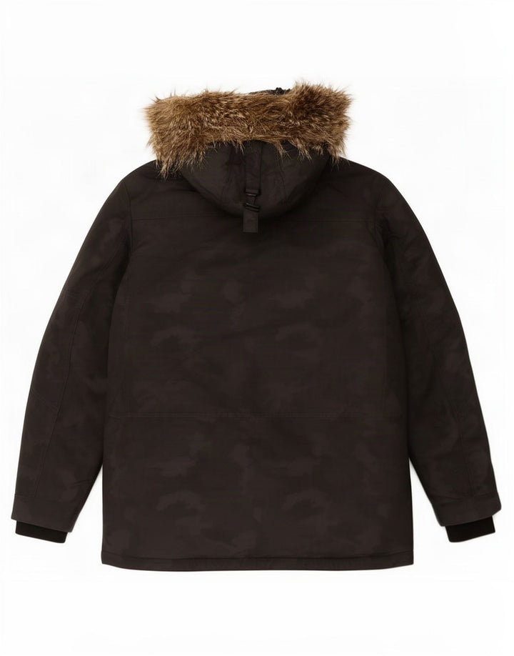 Casaco acolchoado com capuz masculino Marks & Spencer UK 38 camuflagem cinza médio