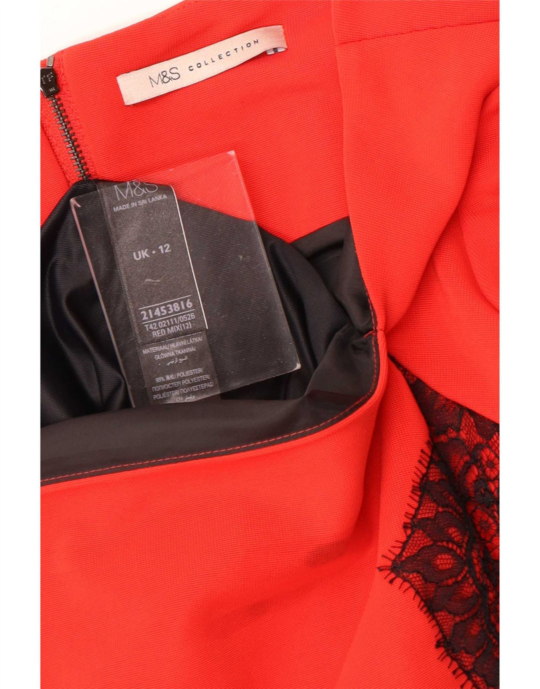 Vestido bainha feminino Marks & Spencer Reino Unido 12 poliéster floral vermelho médio