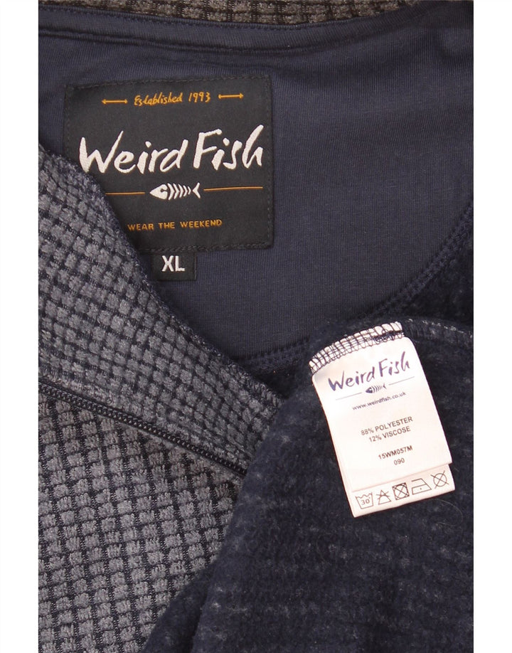 Weird Fish Masculino Zip Neck Fleece Jumper XL Azul Marinho Poliéster