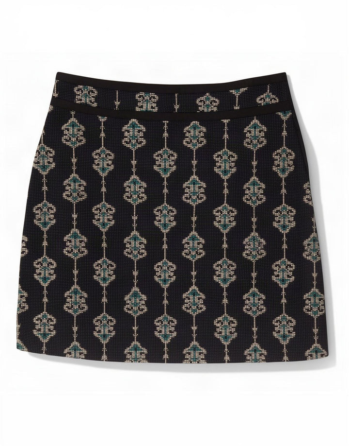 Mini saia feminina Zara XS W24 azul marinho paisley poliéster