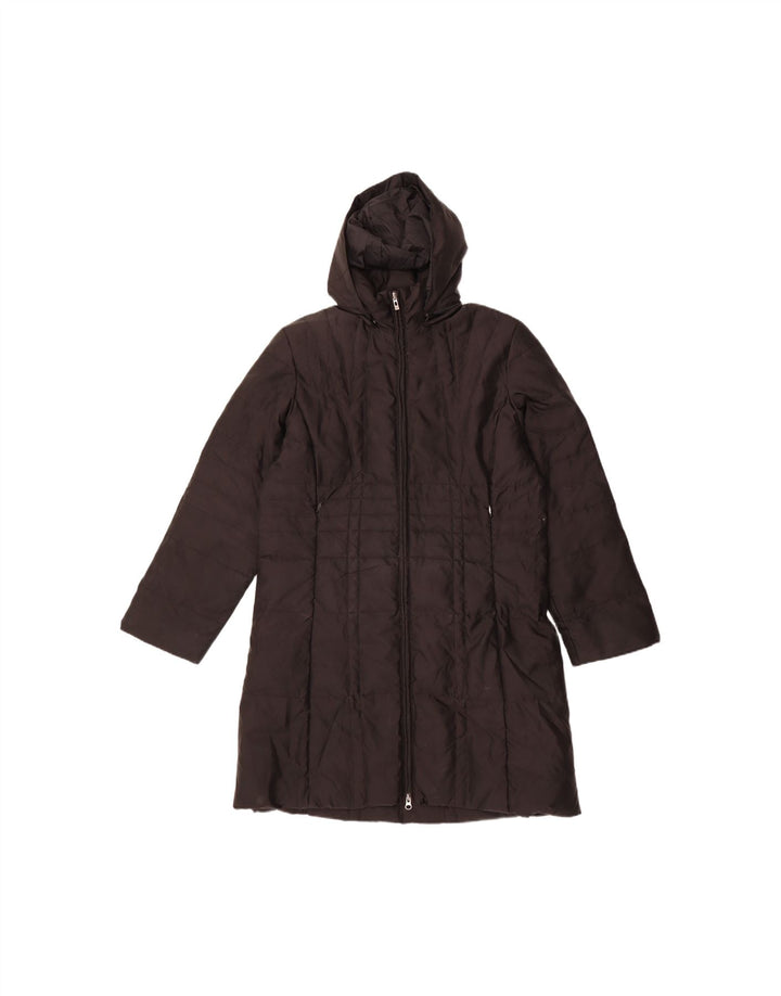 SERGIO TACCHINI Casaco feminino acolchoado com capuz UK 16 grande poliamida preta