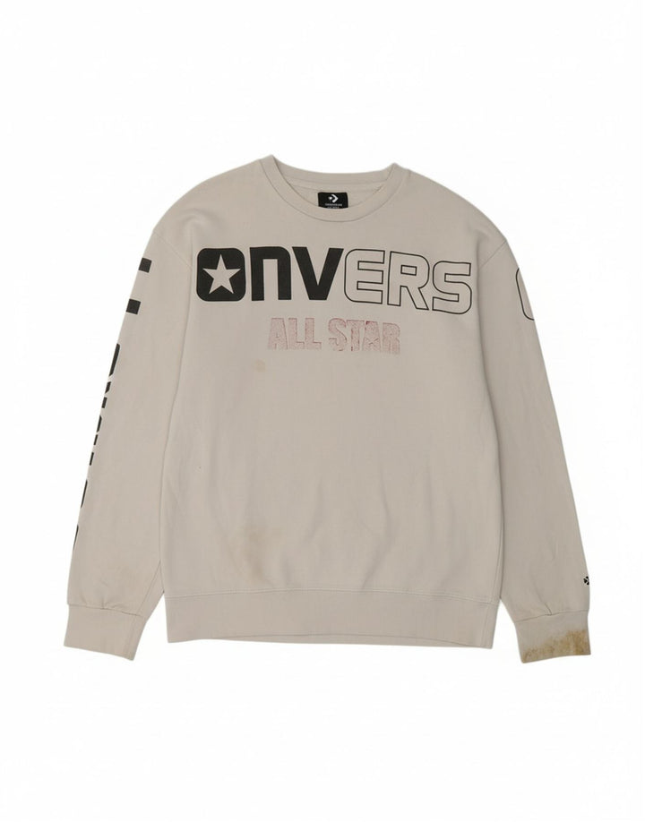 CONVERSE moletom gráfico masculino jumper XL algodão branco