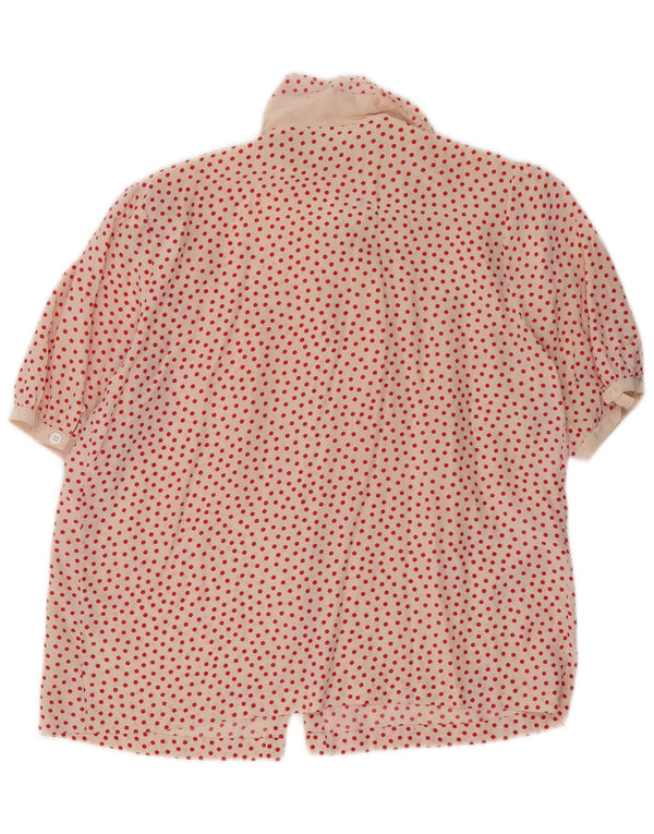 Blusa feminina vintage de manga curta UK 16 grande rosa manchada