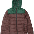 Jaqueta masculina acolchoada com capuz Fred Perry UK 38 marrom médio colorblock nylon