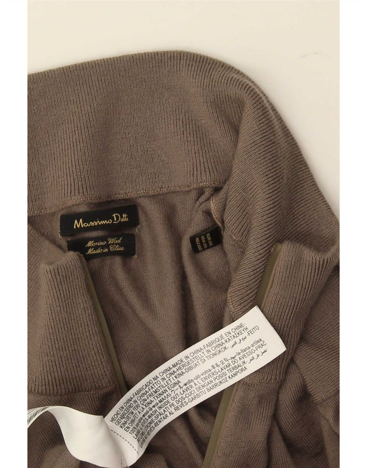 Suéter masculino Massimo Dutti com zíper e gola 2XL lã marrom