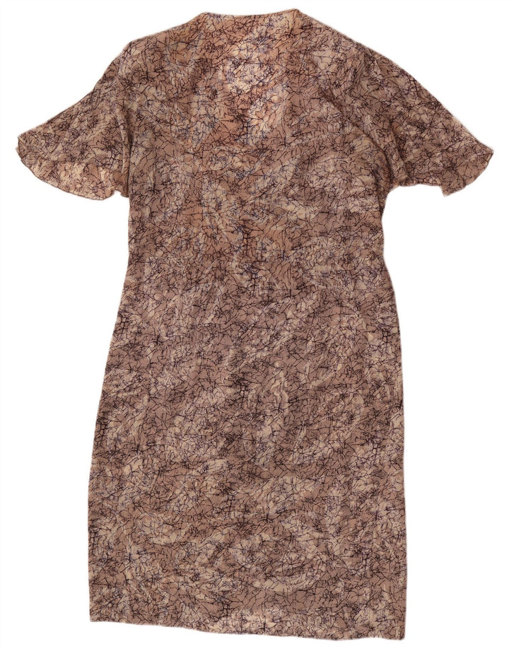 Vestido feminino vintage com padrão abstrato em mudança Reino Unido 16 grande marrom