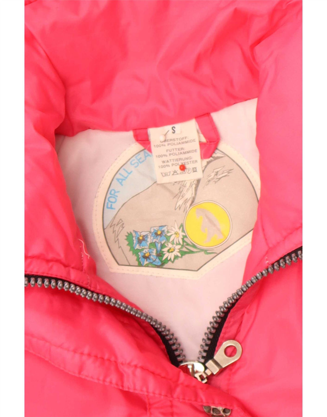 Jaqueta corta-vento feminina vintage UK 10 poliamida rosa pequena