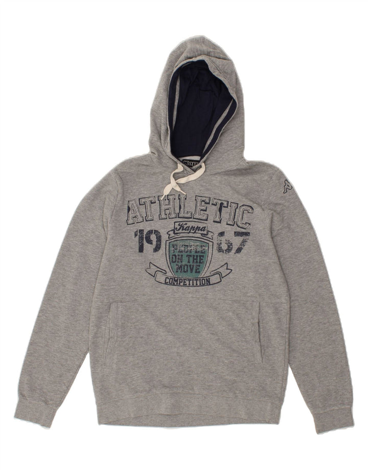 KAPPA Mens Graphic Hoodie Jumper Medium Grey Vintage Kappa and Second-Hand Kappa from Messina Hembry 