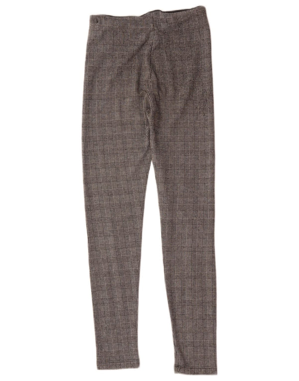 Calça feminina casual skinny Zara pequena W26 L28 cinza xadrez