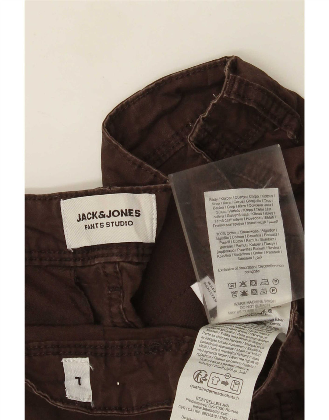 Shorts cargo masculino Jack & Jones grande W34 algodão marrom