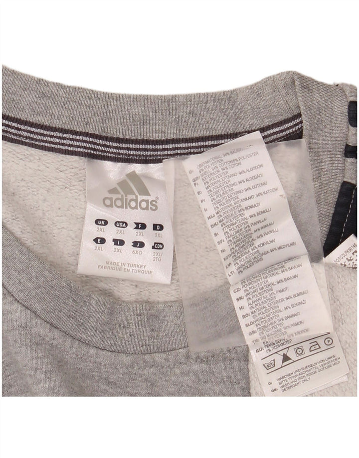 ADIDAS Mens Moletom Jumper 2XL Cinza Colourblock Algodão
