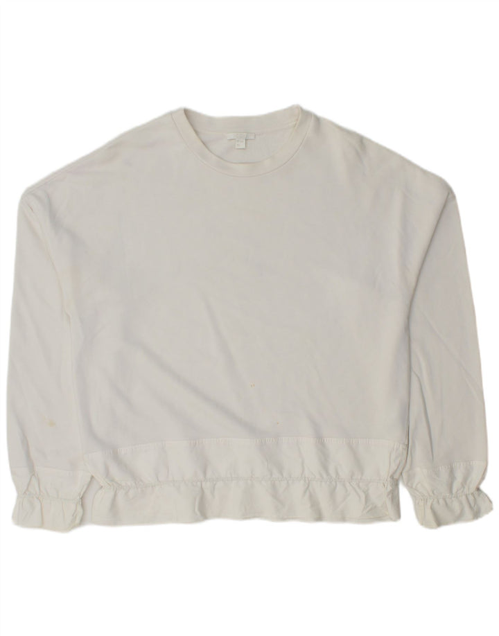 Cos feminino oversized moletom jumper UK 10 pequeno algodão branco