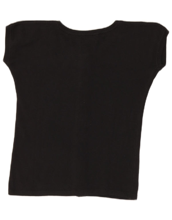 Top de malha feminino Benetton IT 46 grande algodão preto