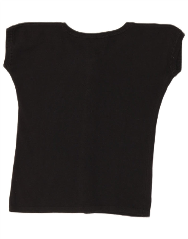 Top de malha feminino Benetton IT 46 grande algodão preto