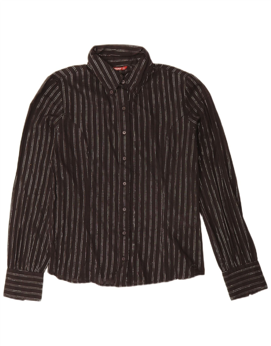 Camisa feminina Carrera UK 14 algodão listrado preto médio