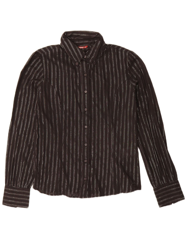 Camisa feminina Carrera UK 14 algodão listrado preto médio