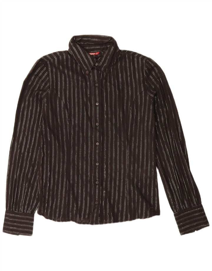 Camisa feminina Carrera UK 14 algodão listrado preto médio