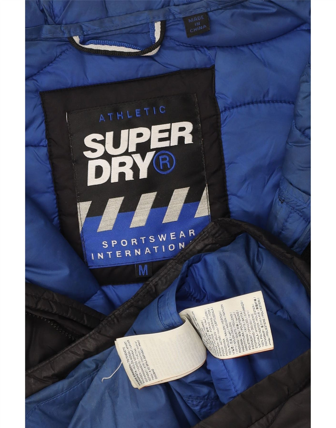 Jaqueta acolchoada com capuz masculina Superdry UK 38 médio preto nylon
