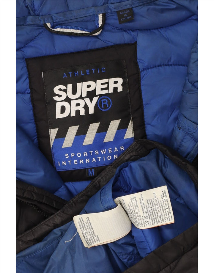 Jaqueta acolchoada com capuz masculina Superdry UK 38 médio preto nylon