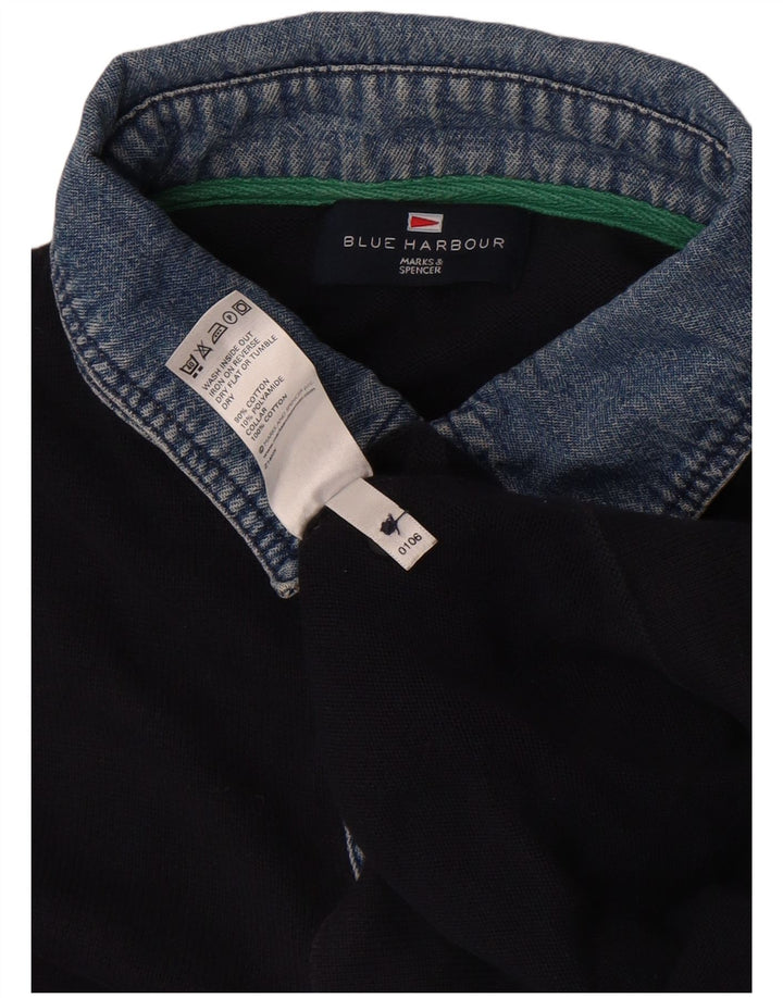 Suéter masculino Marks & Spencer Blue Harbour com gola polo azul marinho médio