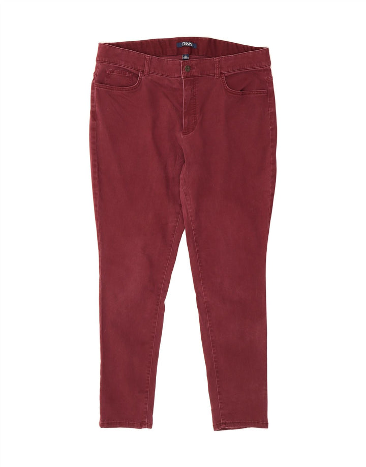 CHAPS Womens Slim Casual Trousers US 16 2XL W36 L29 Maroon Cotton Vintage Chaps and Second-Hand Chaps from Messina Hembry 