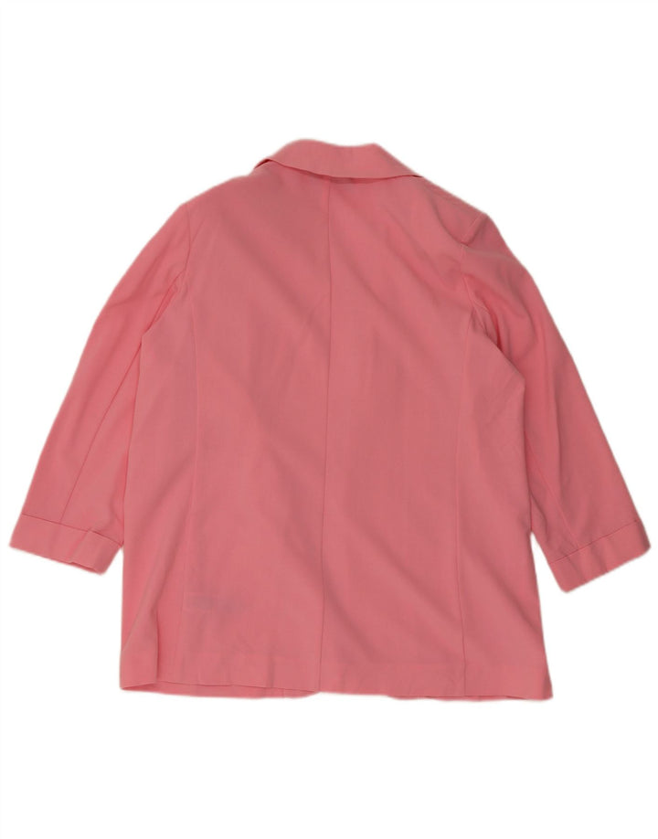 Jaqueta blazer feminina MARKS & SPENCER manga 3/4 aberta Reino Unido 16 grande rosa