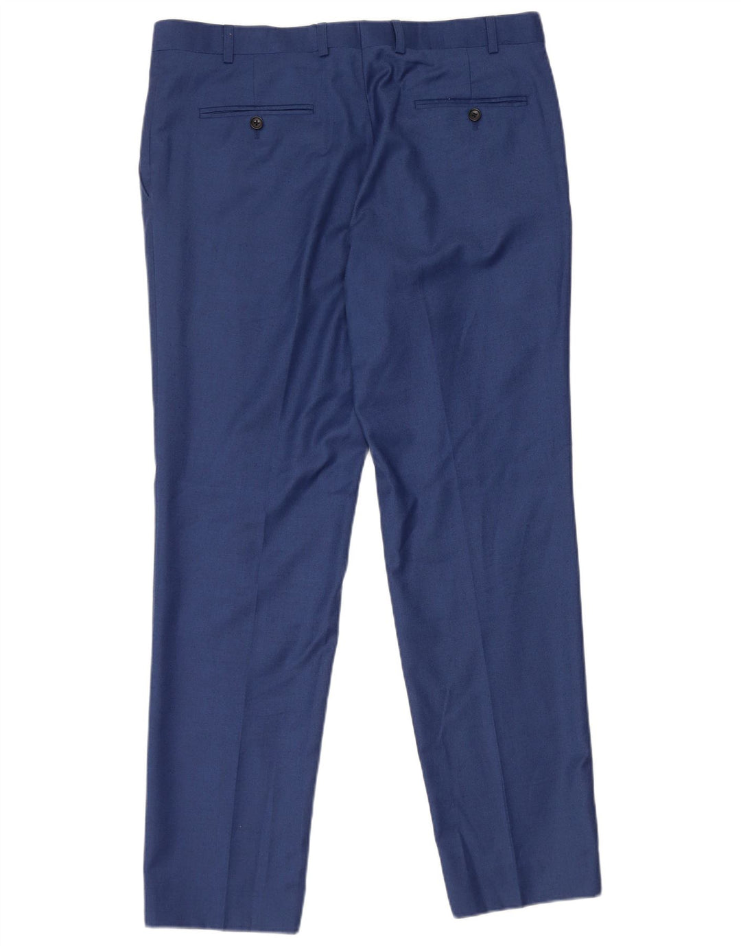 Calça masculina de terno reto French Connection W36 L31 lã azul