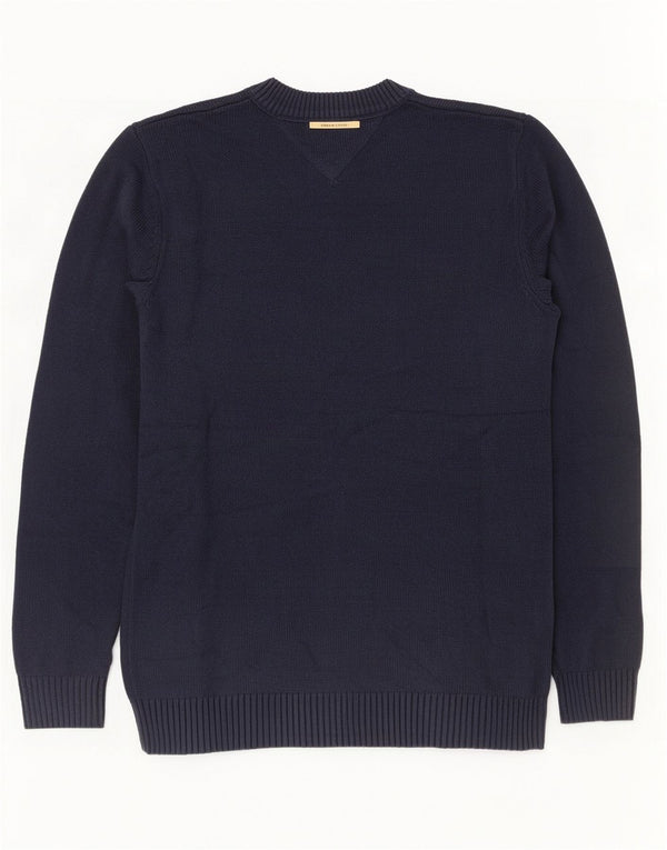 Tommy Hilfiger Suéter masculino com gola redonda pequeno bloco colorido azul marinho