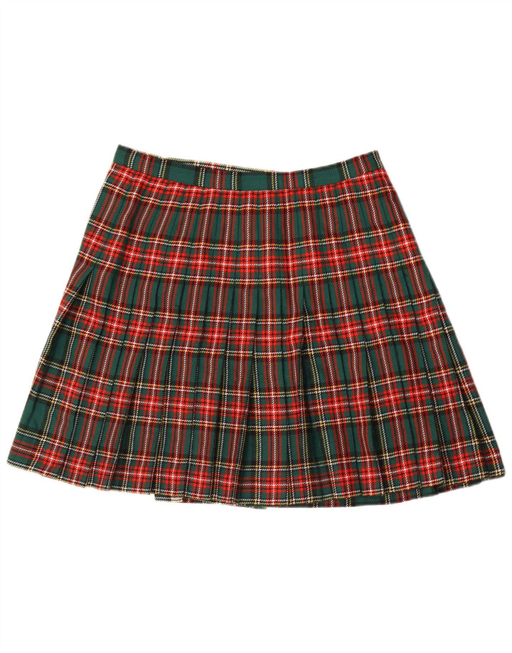Mini saia envoltória feminina vintage W32 grande xadrez verde