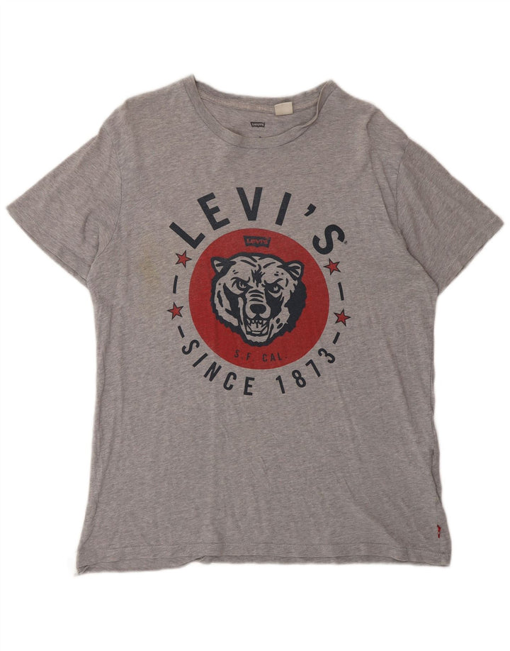 Camiseta gráfica masculina LEVI'S Top algodão cinza médio