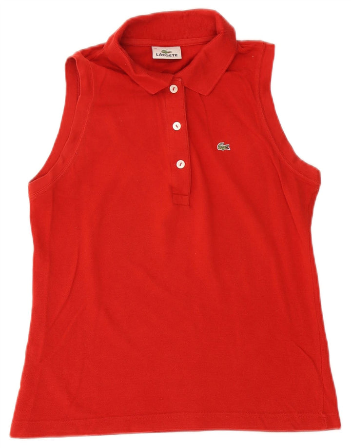 Camisa polo feminina sem mangas Lacoste tamanho 38 algodão vermelho médio