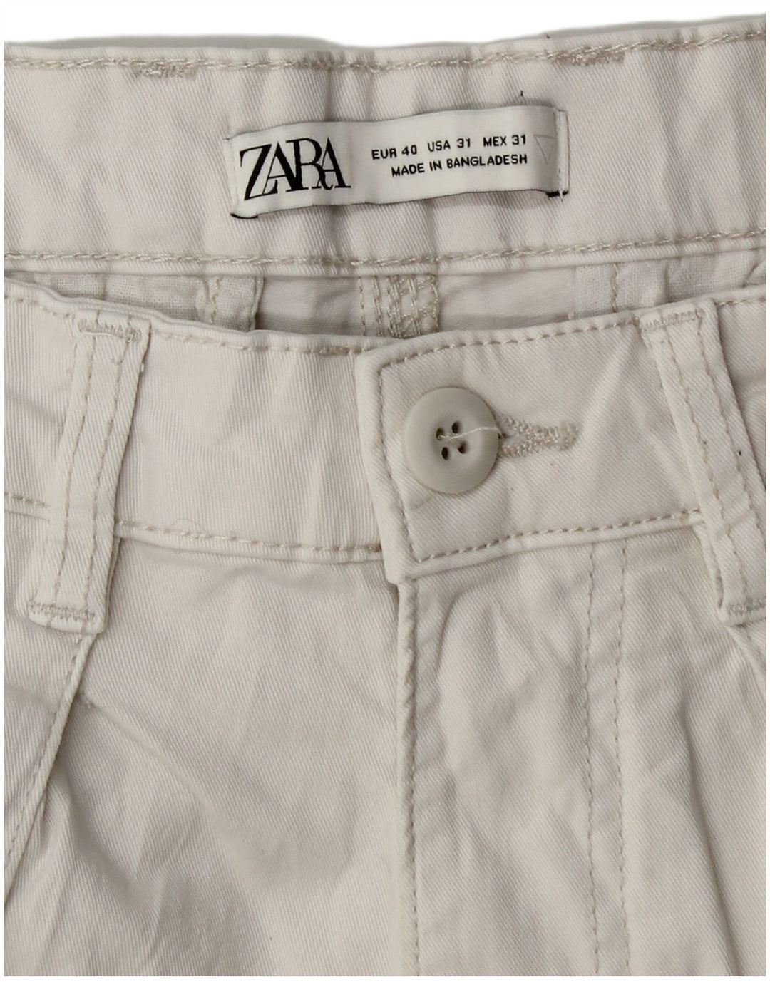 Calça cargo reta masculina Zara EU 40 médio W31 L28 algodão branco