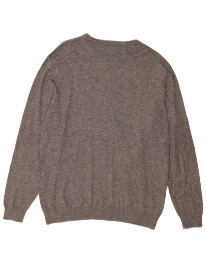 Zara Suéter masculino com gola redonda, grande viscose cinza