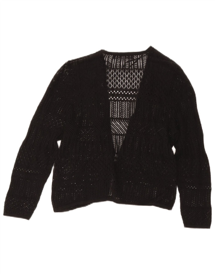 Suéter cardigã feminino transparente MARKS & SPENCER Reino Unido 8 pequeno preto