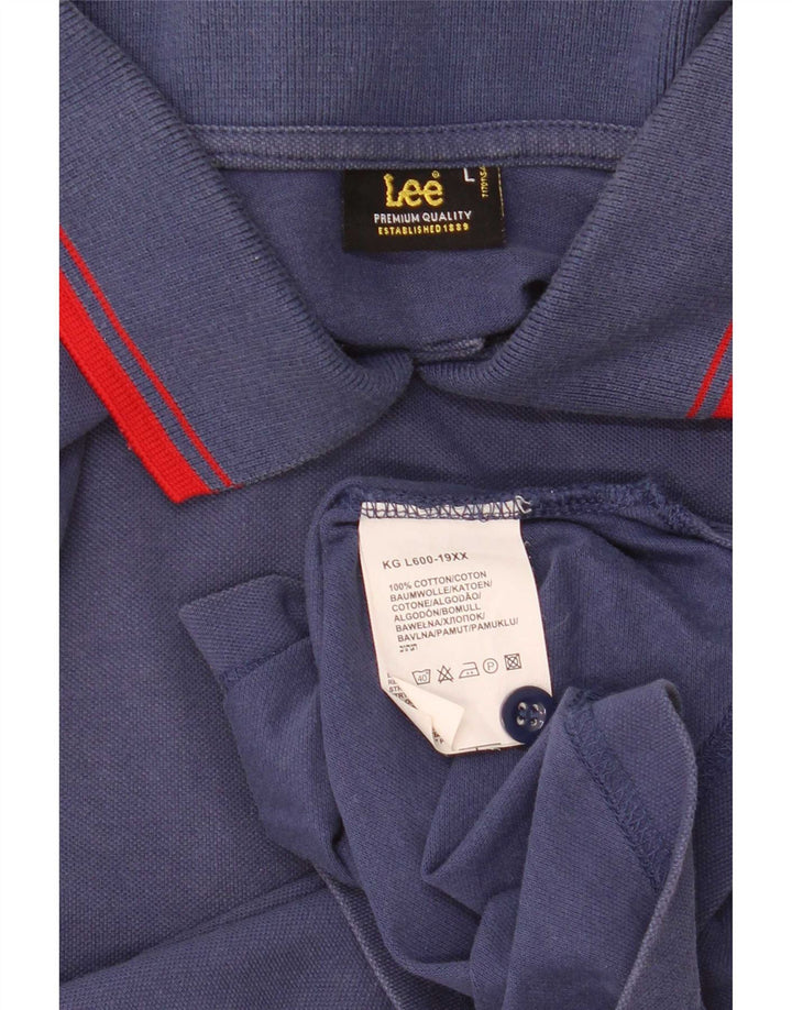 Camisa polo masculina Lee grande algodão azul