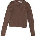 Suéter feminino Zara com gola polo e viscose cinza médio UK 12