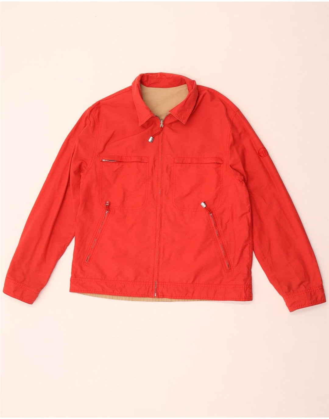 Jaqueta reversível masculina Sergio Tacchini UK 38 algodão bege médio