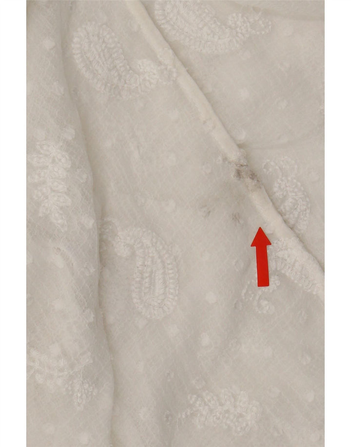 Zara Vestido Maxi Transparente Feminino Reino Unido 8 Pequeno Poliéster Paisley Branco