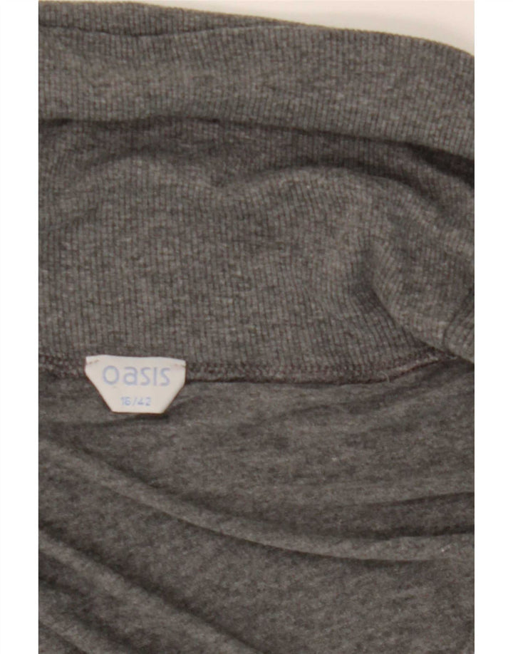 Top feminino Oasis manga comprida UK 16 grande cinza