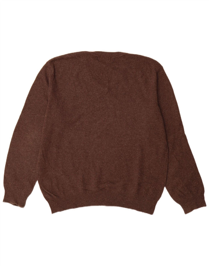 Suéter masculino Zara com decote em V grande marrom argyle/lã diamante