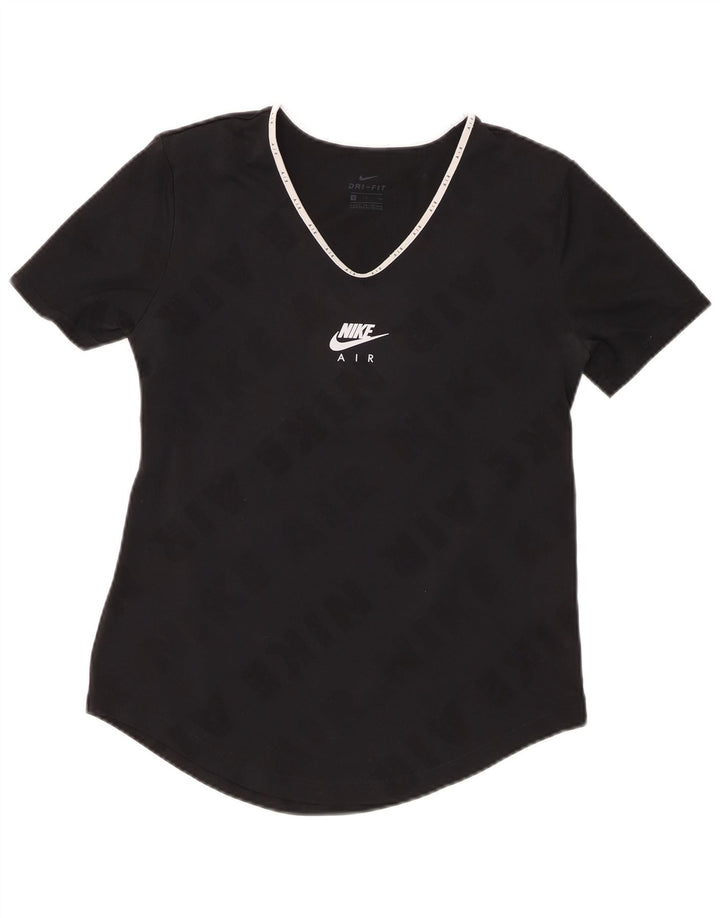 Camiseta feminina NIKE Dri Fit Graphic UK 10 pequena preta poliéster