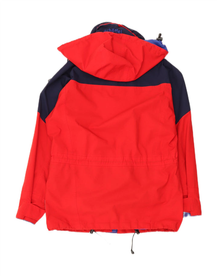 Capa de chuva feminina SCHOFFEL grande tamanho UK 10 pequeno poliéster colorblock vermelho
