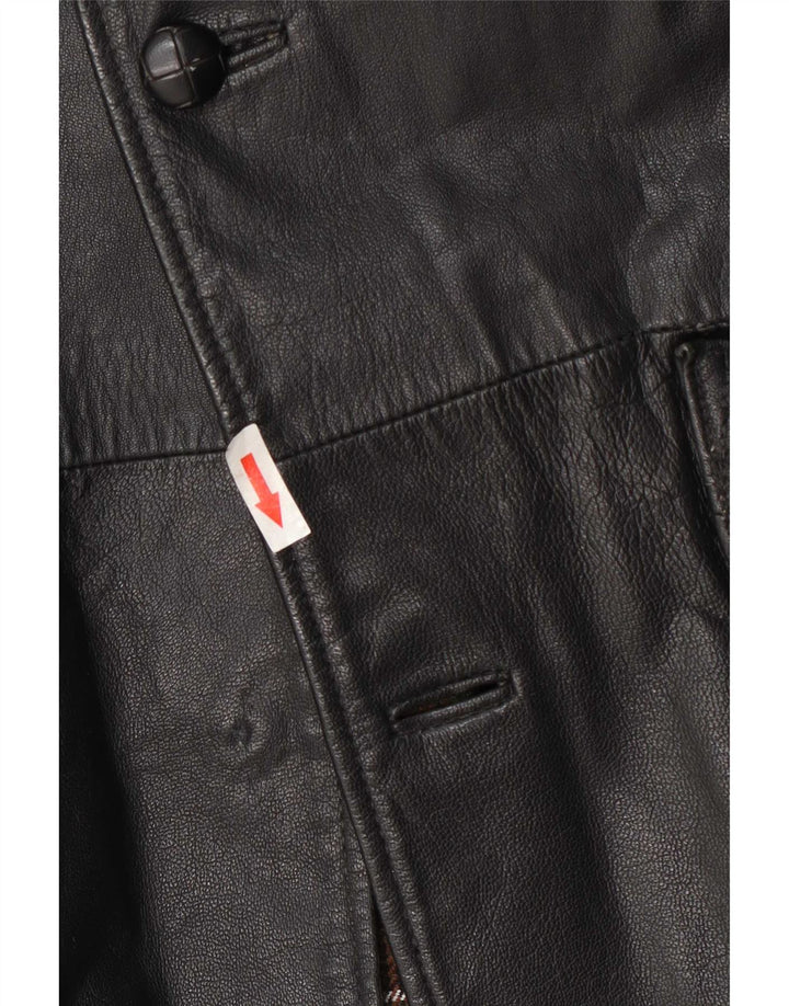 Jaqueta de couro masculina vintage UK 42 XL preta