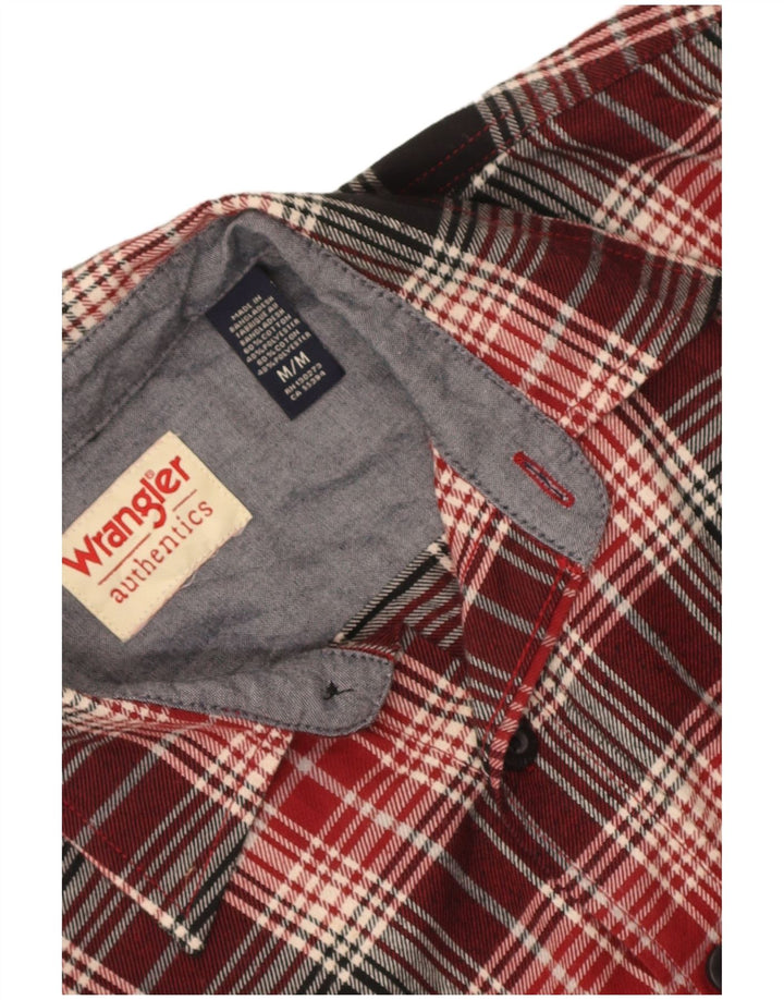 Camisa masculina de flanela Wrangler de algodão xadrez vermelho médio
